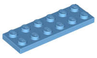 Lego (N) ~ Plate 2 x 6 ~ [Medium Blue]