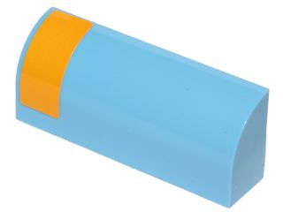 Lego (U) ~ Slope Curved 1 x 4 x 1 1/3 with Bright Light Orange Vertical Stripe Patt ~ [Medium Blue]