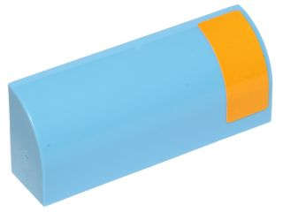 Lego (U) ~ Slope Curved 1 x 4 x 1 1/3 with Bright Light Orange Vertical Stripe Patt ~ [Medium Blue]
