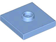 Lego (N) ~ Plate Modified 2 x 2 with Groove and 1 Stud in Center (Jumper) ~ [Medium Blue]