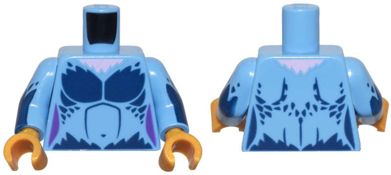 Lego (N) ~ Torso Female Dark Blue Chest Feathers and Bright Pink Neck Pattern / Medi ~ [Medium Blue]