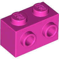 Lego (N) ~ Brick Modified 1 x 2 with Studs on 1 Side ~ [Dark Pink]