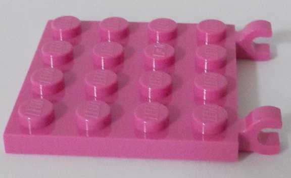 Lego (U) ~ Plate Modified 4 x 4 with 2 Open O Clips (Horizontal Grip) ~ [Dark Pink]