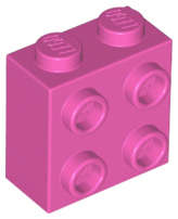 Lego (N) ~ Brick Modified 1 x 2 x 1 2/3 with Studs on Side ~ [Dark Pink]
