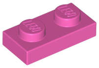 Lego (U) ~ Plate 1 x 2 ~ [Dark Pink]