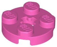 Lego (N) ~ Plate Round 2 x 2 with Axle Hole ~ [Dark Pink]