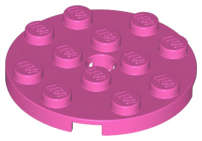 Lego (N) ~ Plate Round 4 x 4 with Hole ~ [Dark Pink]