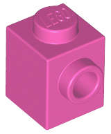 Lego (N) ~ Brick Modified 1 x 1 with Stud on Side ~ [Dark Pink]