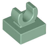 Lego (N) ~ Tile Modified 1 x 1 with Open O Clip ~ [Sand Green]