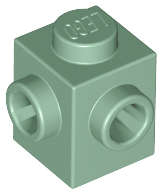 Lego (N) ~ Brick Modified 1 x 1 with Studs on 2 Sides Adjacent ~ [Sand Green]