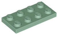 Lego (N) ~ Plate 2 x 4 ~ [Sand Green]