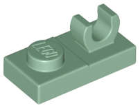 Lego (N) ~ Plate Modified 1 x 2 with Open O Clip on Top ~ [Sand Green]