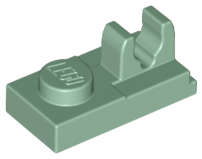 Lego (N) ~ Plate Modified 1 x 2 with Clip with Center Cut on Top ~ [Sand Green]