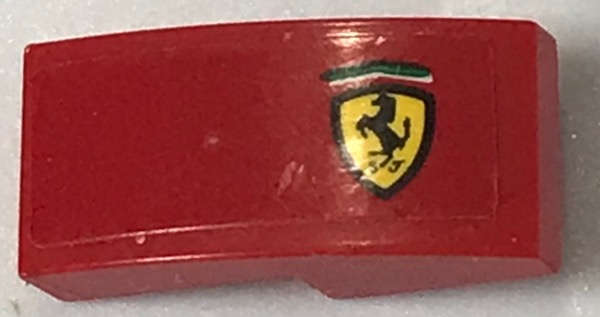 Lego (U) ~ Slope Curved 2 x 1 x 2/3 with Ferrari Logo Pattern Model Right Side (Sticker) -  ~ [Red]