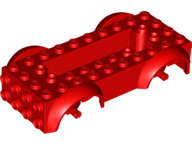 Lego (U) ~ Vehicle Base 5 x 10 x 2 1/2 with Mudguards and 2 x 6 Recessed Center with 3 Hole ~ [Red]