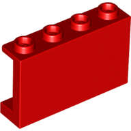 Lego (N) ~ Panel 1 x 4 x 2 with Side Supports - Hollow Studs ~ [Red]