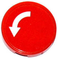 Lego (U) ~ Tile Round 2 x 2 with Bottom Stud Holder with White Curved Arrow on Red Backgrou ~ [Red]