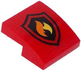 Lego (N) ~ Slope Curved 2 x 2 x 2/3 with Fire Logo Pattern ~ [Red]