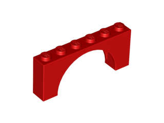 Lego (N) ~ Arch 1 x 6 x 2 - Medium Thick Top without Reinforced Underside ~ [Red]