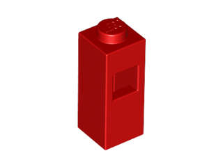 Lego (U) ~ Brick Modified 1 x 1 x 2 with Square Hole ~ [Red]
