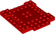 Lego (N) ~ Brick Modified 8 x 8 x 2/3 with 1 x 4 Indentations and 1 x 4 Plate ~ [Red]