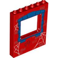 Lego (N) ~ Panel 1 x 6 x 6 with Window with Spider Webs Blue Stones Frame and Black 'PP+MJ'  ~ [Red]