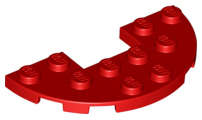 Lego (N) ~ Plate Round Half 3 x 6 with 1 x 2 Cutout ~ [Red]