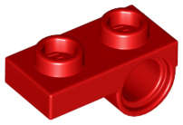 Lego (N) ~ Plate Modified 1 x 2 with Pin Hole on Bottom ~ [Red]