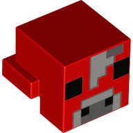 Lego (U) ~ Creature Head Pixelated with Black Eyes and Nostrils Light Bluish Gray and Dark  ~ [Red]