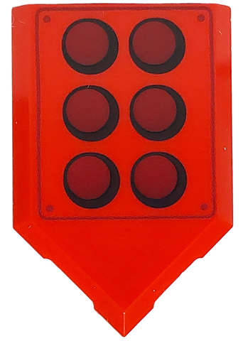 Lego (N) ~ Tile Modified 2 x 3 Pentagonal with 6 Dark Red Circles with Black Outline and Riv ~ [Red]