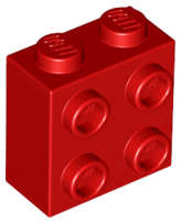 Lego (N) ~ Brick Modified 1 x 2 x 1 2/3 with Studs on Side ~ [Red]