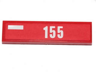 Lego (U) ~ Tile 1 x 4 with White Rectangle and Number 155 Pattern Model Left Side (Sticker) ~ [Red]