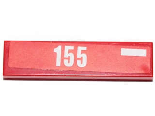 Lego (U) ~ Tile 1 x 4 with White Rectangle and Number 155 Pattern Model Right Side (Sticker ~ [Red]