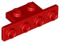 Lego (U) ~ Bracket 1 x 2 - 1 x 4 with Rounded Corners ~ [Red]
