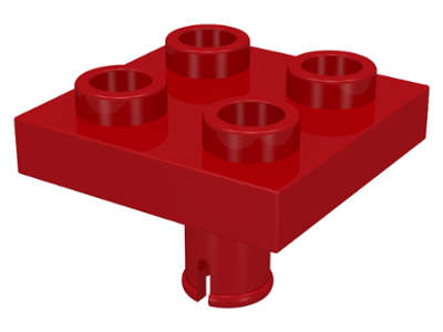 Lego (U) ~ Plate Modified 2 x 2 with Pin on Bottom ~ [Red]