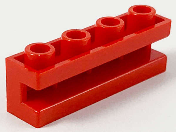 Lego (U) ~ Brick Modified 1 x 4 with Channel ~ [Red]