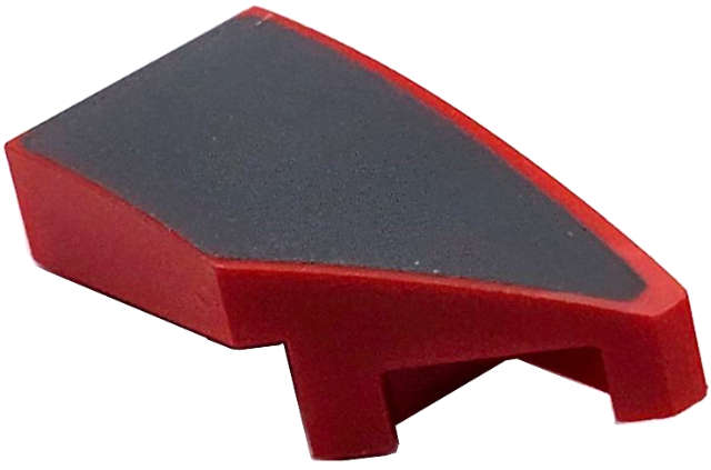 Lego (N) ~ Wedge 2 x 1 x 2/3 Right with Dark Bluish Gray Surface Pattern ~ [Red]