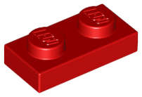 Lego (U) ~ Plate 1 x 2 ~ [Red]