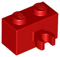 Lego (N) ~ Brick Modified 1 x 2 with Open O Clip Thick (Vertical Grip) ~ [Red]