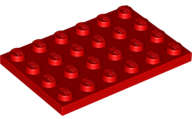Lego (N) ~ Plate 4 x 6 ~ [Red]