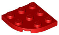 Lego (N) ~ Plate Round Corner 3 x 3 ~ [Red]