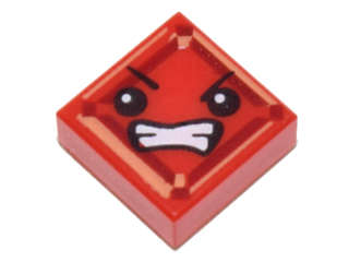 Lego (N) ~ Tile 1 x 1 with Face with Angry Eyes and Bared Teeth (Kryptomite) Pattern ~ [Red]