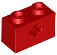 Lego (N) ~ Technic Brick 1 x 2 with Axle Hole ~ [Red]