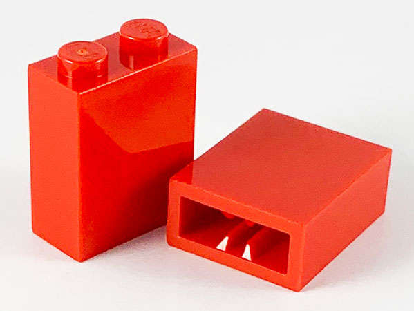 Lego (U) ~ Brick 1 x 2 x 2 with Inside Axle Holder ~ [Red]