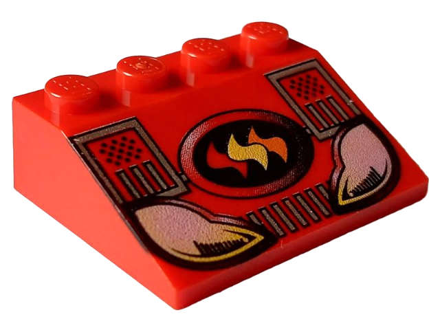 Lego (U) ~ Slope 33 3 x 4 with Fire Cruiser Pattern ~ [Red]