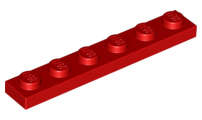 Lego (N) ~ Plate 1 x 6 ~ [Red]