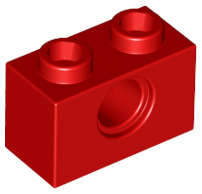 Lego (N) ~ Technic Brick 1 x 2 with Hole ~ [Red]