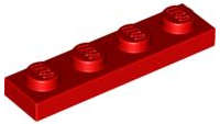 Lego (U) ~ Plate 1 x 4 ~ [Red]