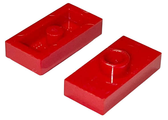 Lego (U) ~ Plate Modified 1 x 2 with 1 Stud without Groove (Jumper) ~ [Red]