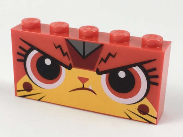 Lego (N) ~ Brick 1 x 5 x 2 with Angry Ultrakatty Pattern ~ [Red]